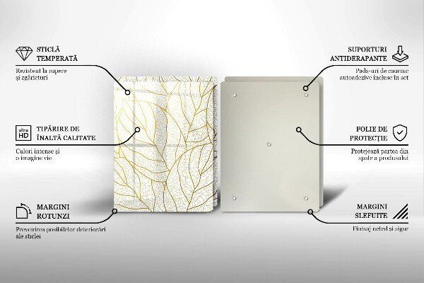 Glass chopping board Line-art leaves pattern