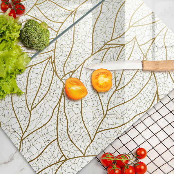 Glass chopping board Line-art leaves pattern