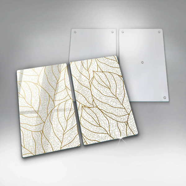 Glass chopping board Line-art leaves pattern