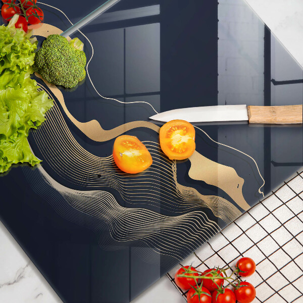 Glass chopping board Abstraction golden lines
