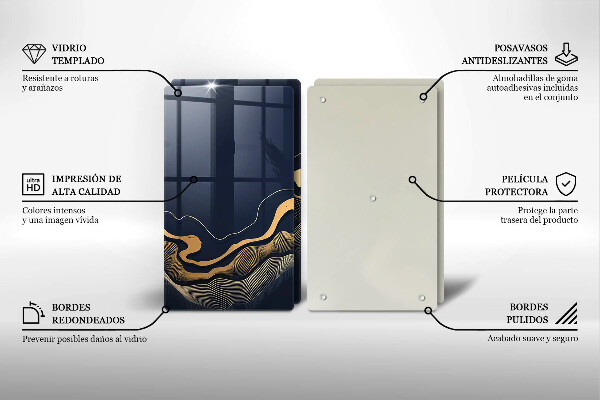 Glass chopping board Abstraction golden lines