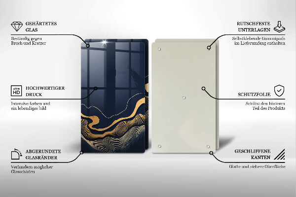 Glass chopping board Abstraction golden lines