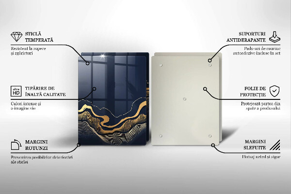 Glass chopping board Abstraction golden lines