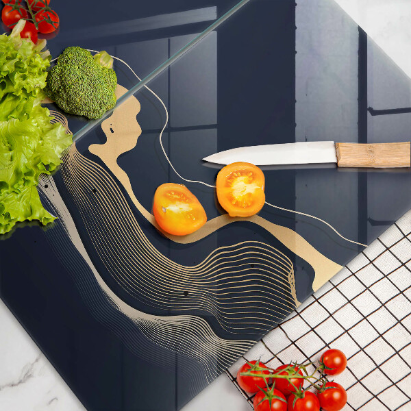 Glass chopping board Abstraction golden lines