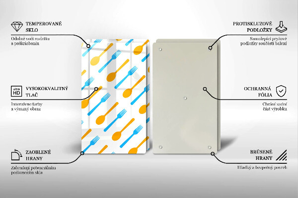 Glass chopping board Forks and spans