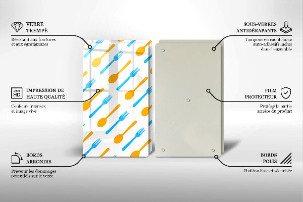 Glass chopping board Forks and spans