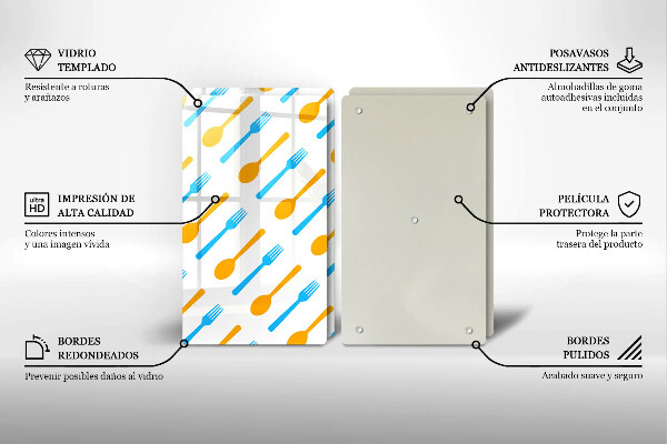 Glass chopping board Forks and spans