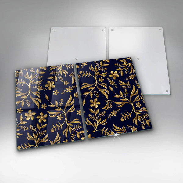 Glass chopping board The golden motif of flowers