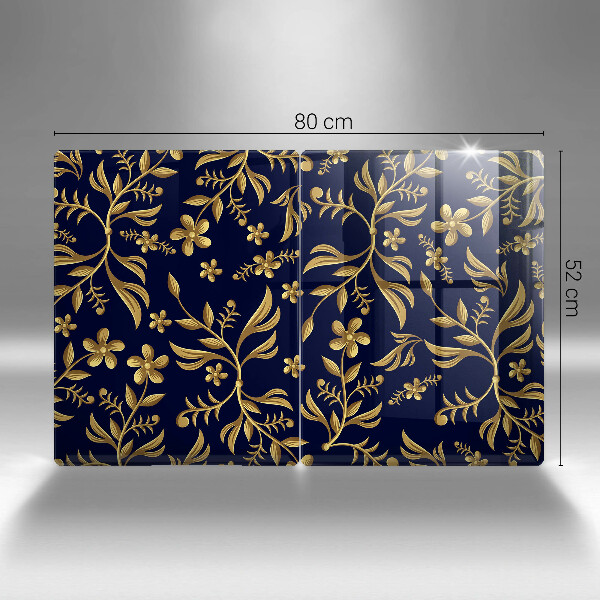 Glass chopping board The golden motif of flowers
