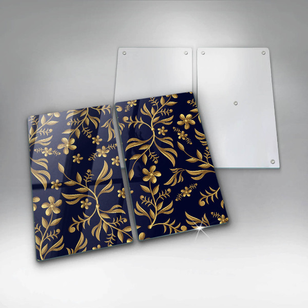 Glass chopping board The golden motif of flowers