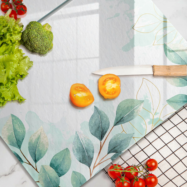 Glass chopping board Painted leaves