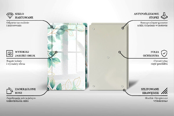 Glass chopping board Painted leaves
