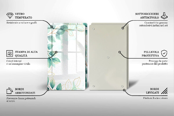 Glass chopping board Painted leaves