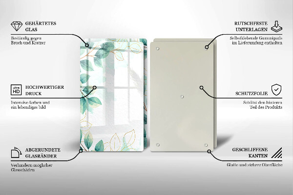 Glass chopping board Painted leaves