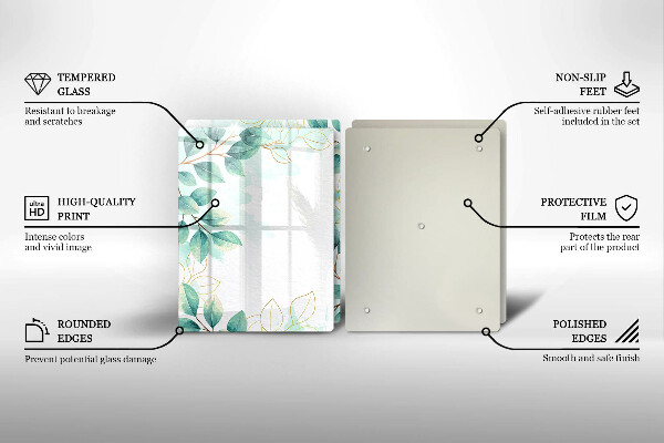 Glass chopping board Painted leaves