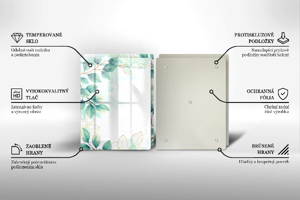 Glass chopping board Painted leaves