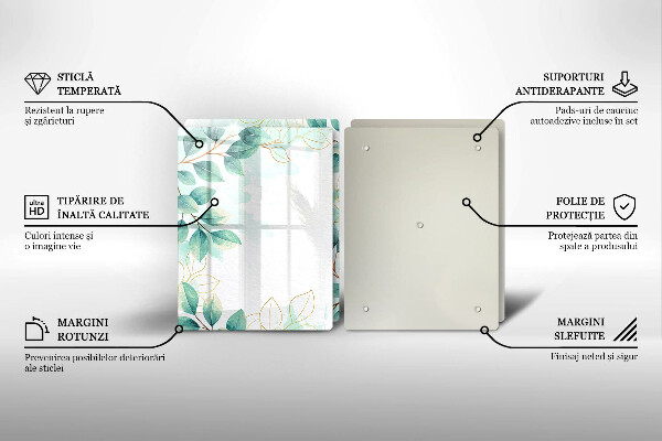 Glass chopping board Painted leaves