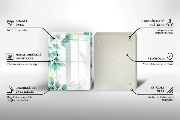 Glass chopping board Painted leaves