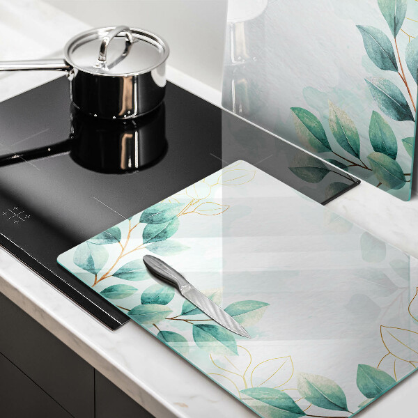 Glass chopping board Painted leaves