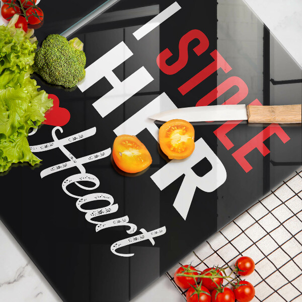 Glass chopping board Inscription, sentence, pattern