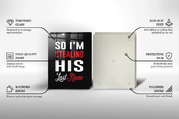 Glass chopping board Inscription, sentence, pattern