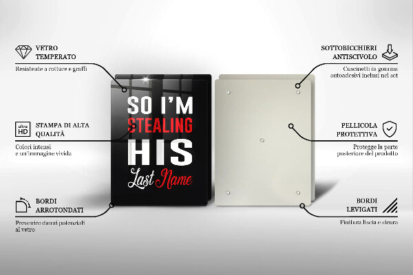 Glass chopping board Inscription, sentence, pattern