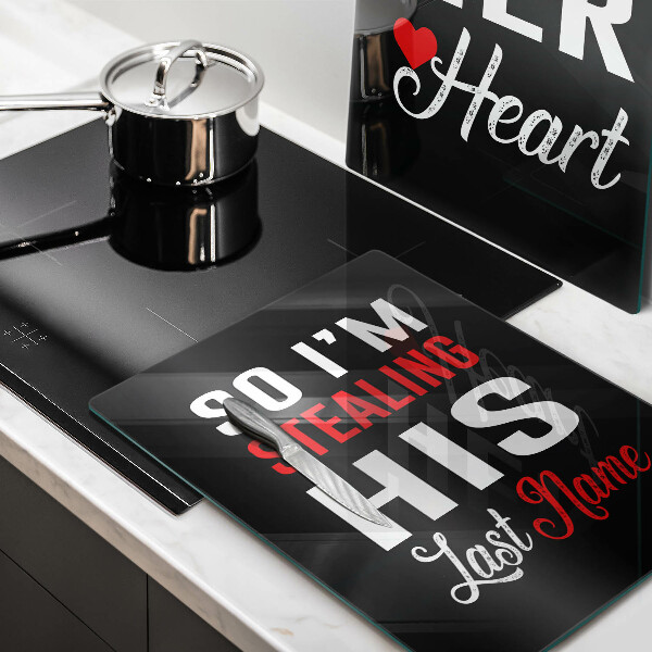 Glass chopping board Inscription, sentence, pattern