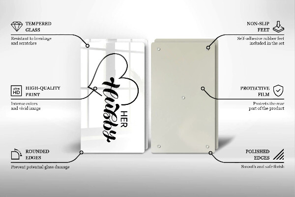Glass chopping board Inscription, sentence, pattern