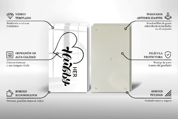 Glass chopping board Inscription, sentence, pattern
