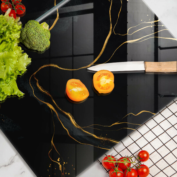 Glass chopping board Black marble