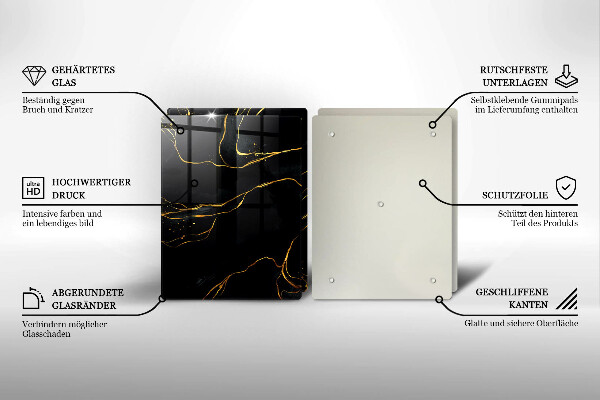 Glass chopping board Black marble