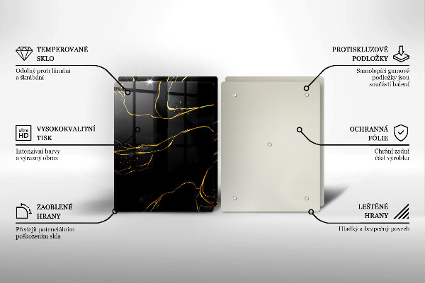 Glass chopping board Black marble