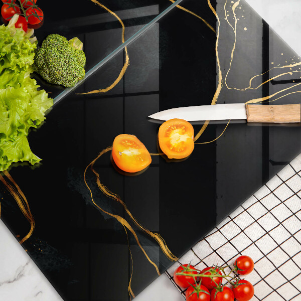 Glass chopping board Black marble
