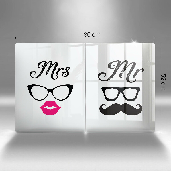 Glass chopping board Mrs. Mr. - inscription, sentence