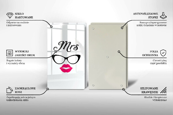 Glass chopping board Mrs. Mr. - inscription, sentence
