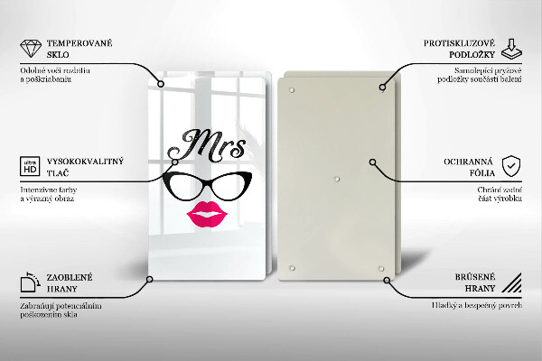 Glass chopping board Mrs. Mr. - inscription, sentence