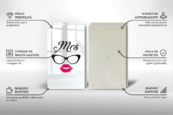 Glass chopping board Mrs. Mr. - inscription, sentence