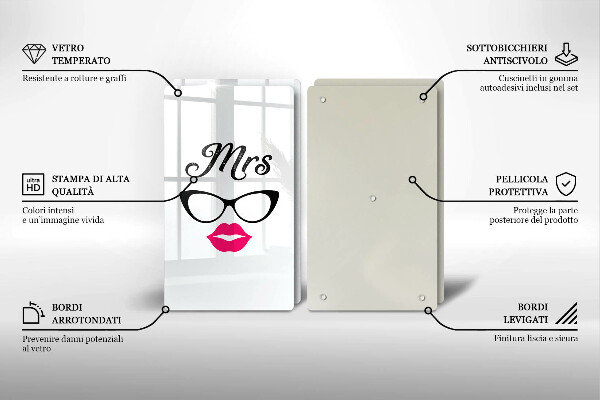 Glass chopping board Mrs. Mr. - inscription, sentence