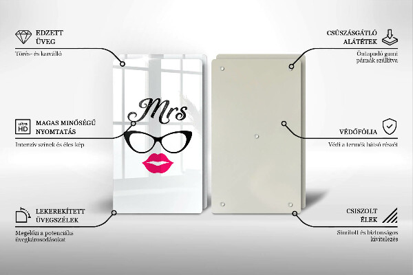 Glass chopping board Mrs. Mr. - inscription, sentence