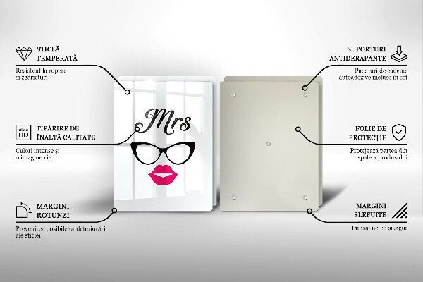 Glass chopping board Mrs. Mr. - inscription, sentence