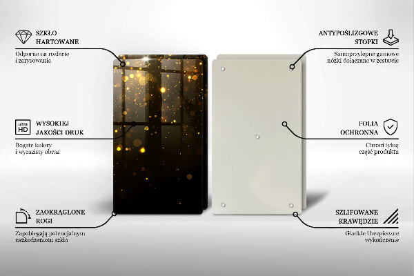 Glass chopping board Golden glitter