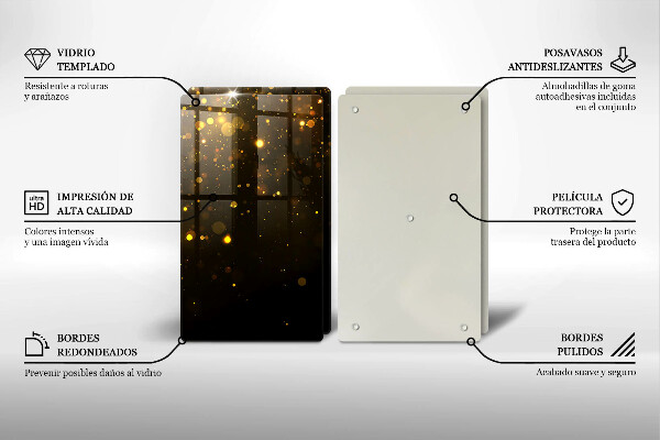 Glass chopping board Golden glitter