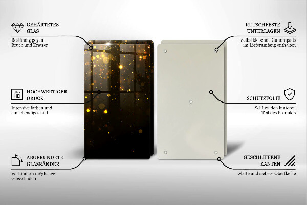 Glass chopping board Golden glitter