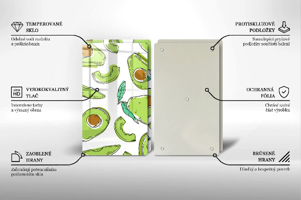 Glass chopping board Avocado and pear