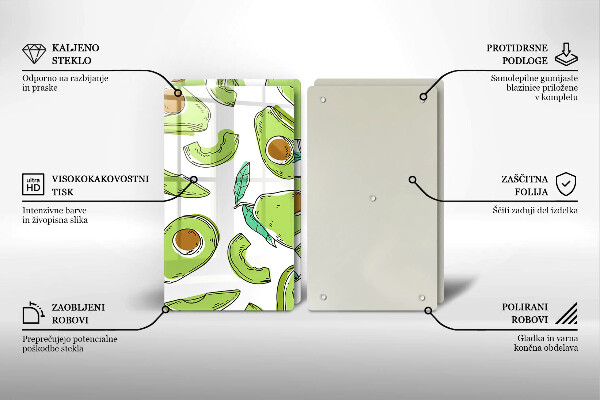 Glass chopping board Avocado and pear