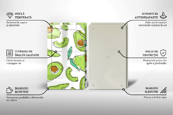 Glass chopping board Avocado and pear