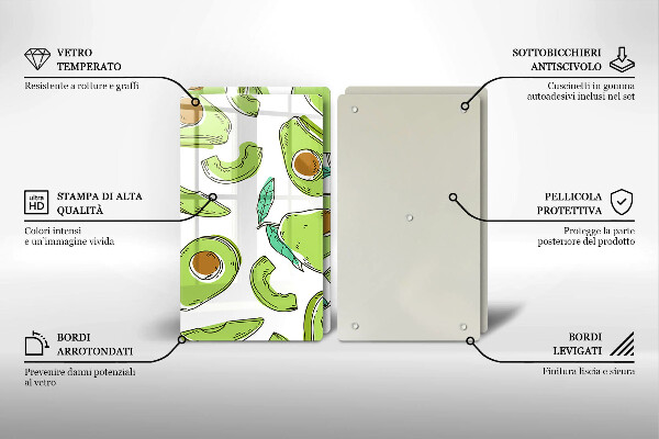 Glass chopping board Avocado and pear