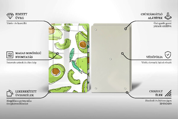 Glass chopping board Avocado and pear