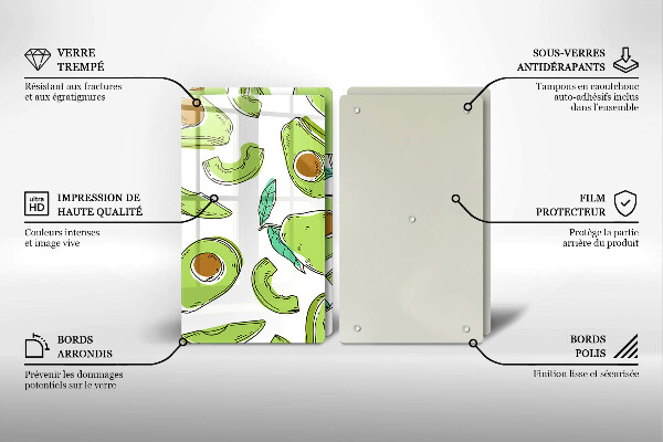 Glass chopping board Avocado and pear