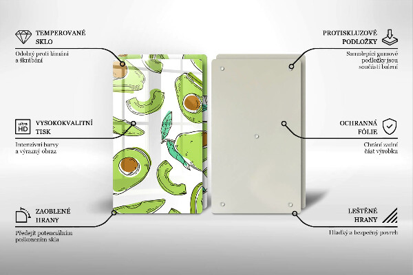 Glass chopping board Avocado and pear